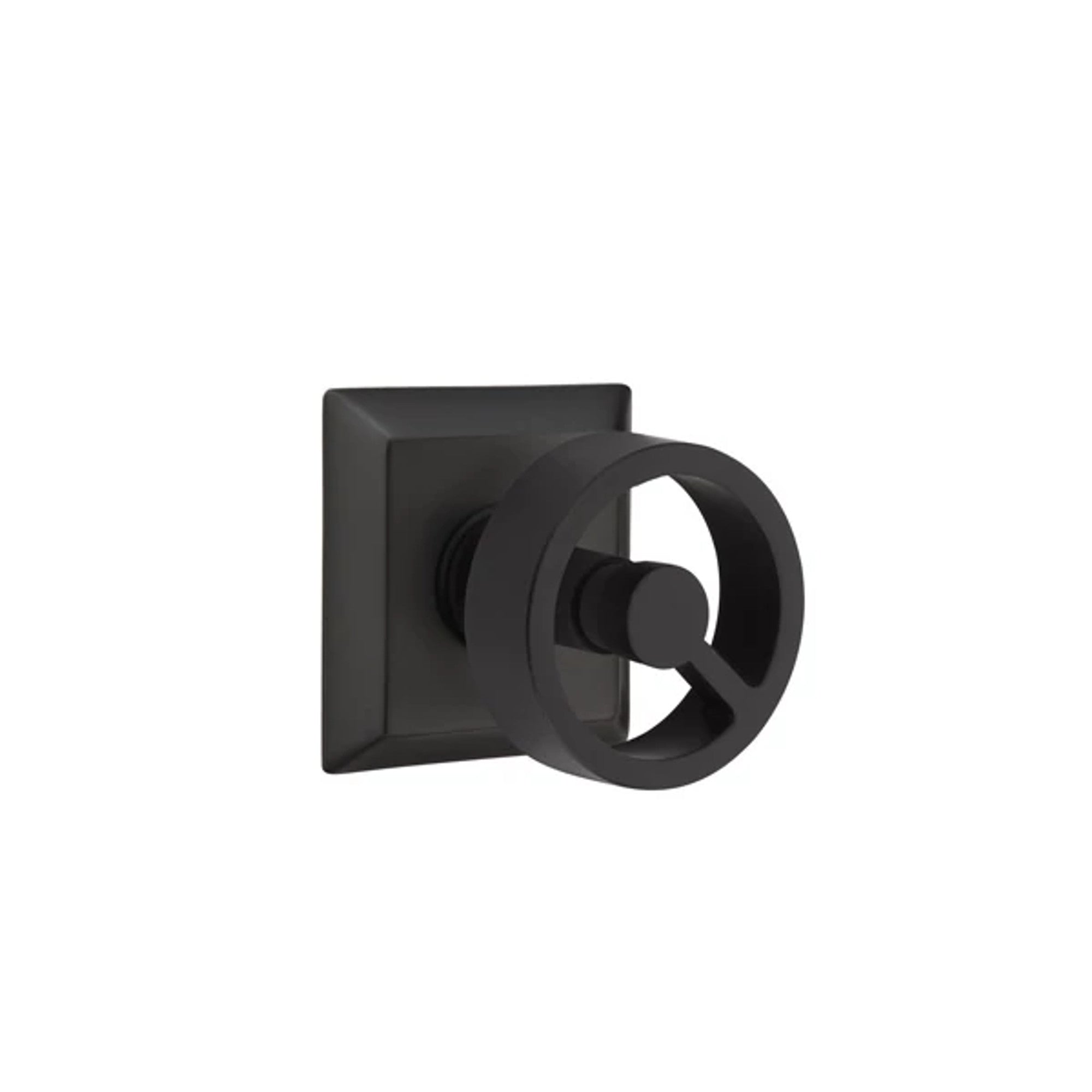Emtek Spoke Knob with Quincy Rosette in Flat Black