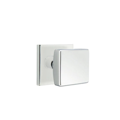 Emtek Square Knob with Square Rosette in Polished Chrome