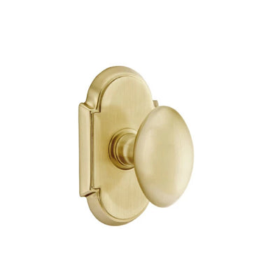 Emtek Egg Knob with #8 Rosette in Satin Brass