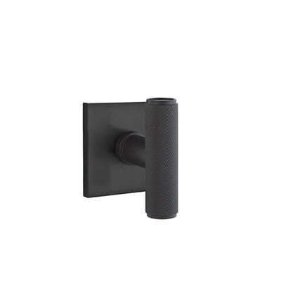 Emtek Ace Knurled Knob with Square Rosette in Flat Black