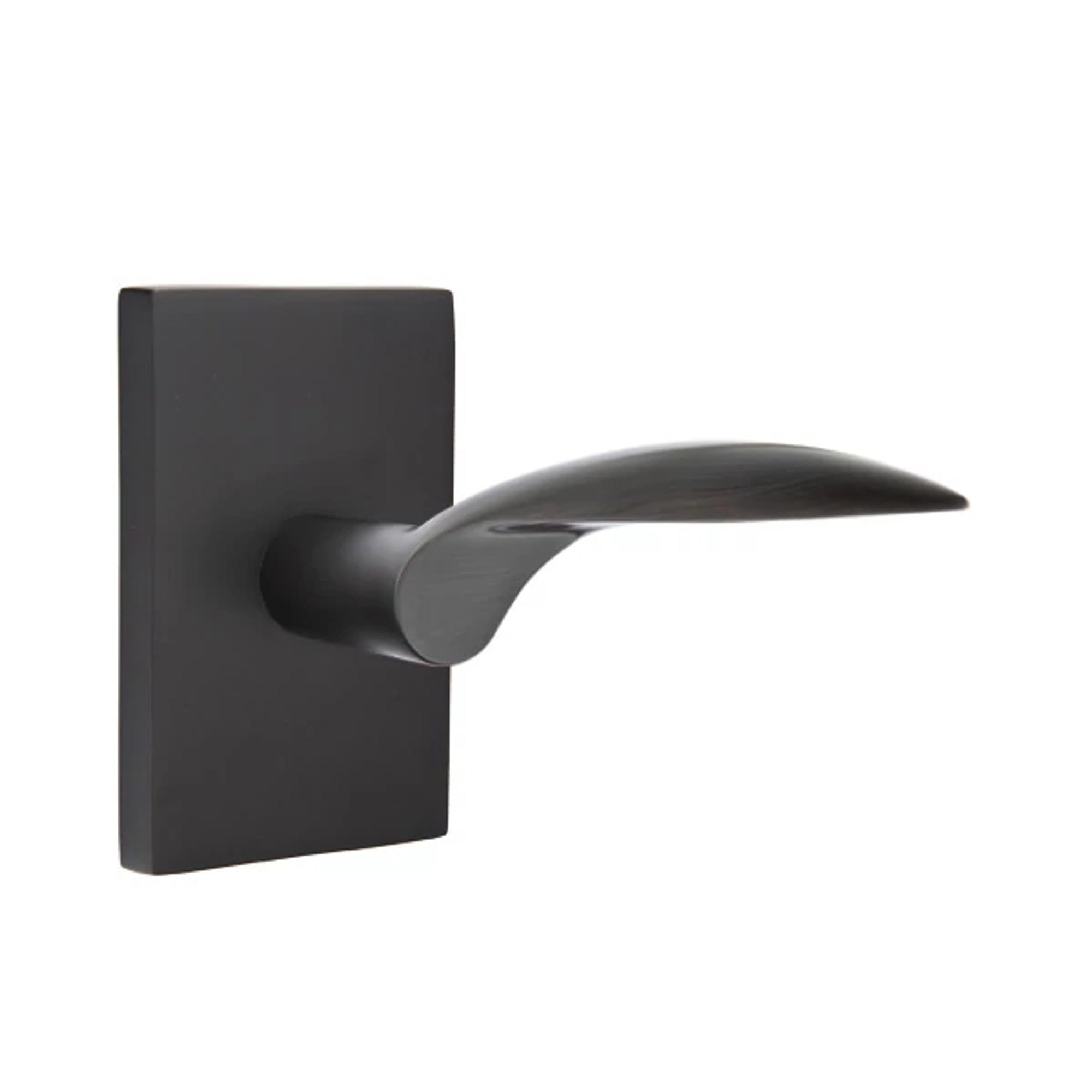 Emtek Mercury Lever with Modern Rectangular Rosette in Flat Black