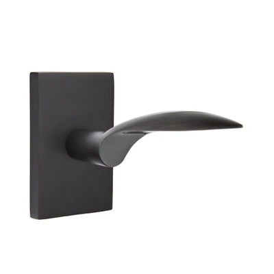 Emtek Mercury Lever with Modern Rectangular Rosette in Flat Black