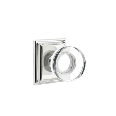 Emtek Modern Disc Glass Knob with Wilshire Rosette in Polished Chrome