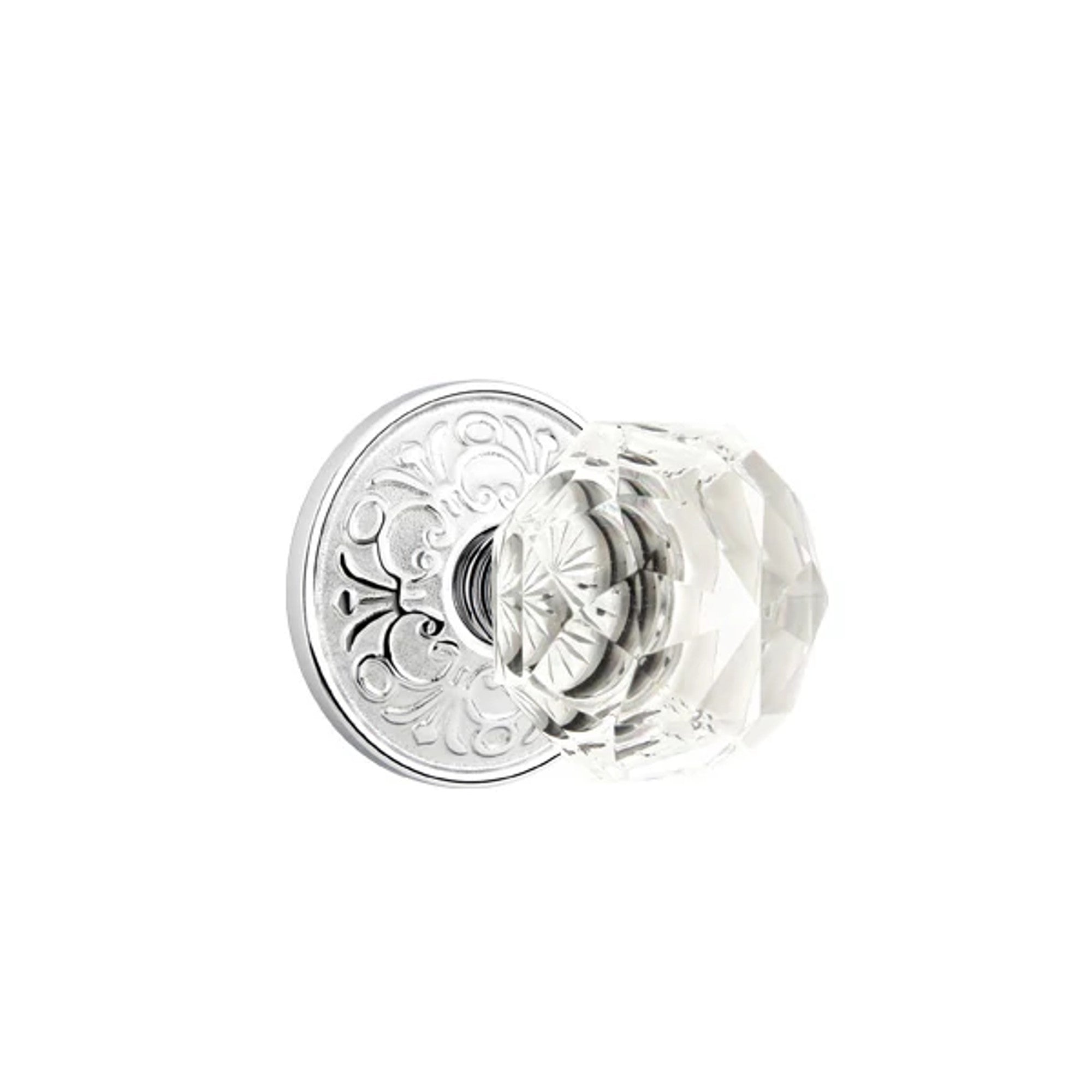Emtek Diamond Knob with Lancaster Rosette in Polished Chrome