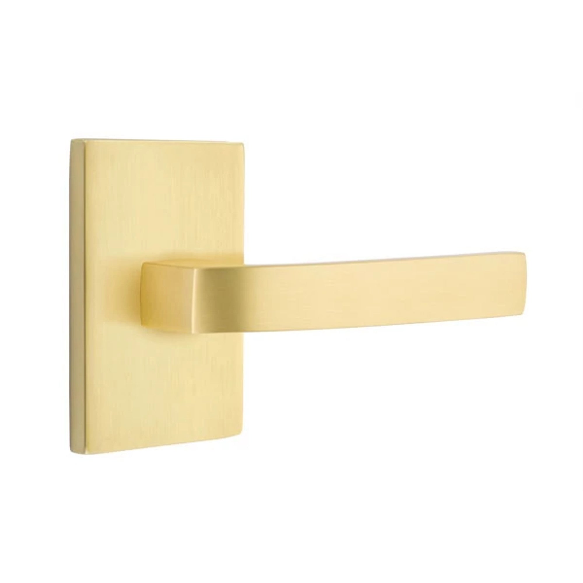 Emtek Breslin Lever with Modern Rectangular Rosette in Satin Brass