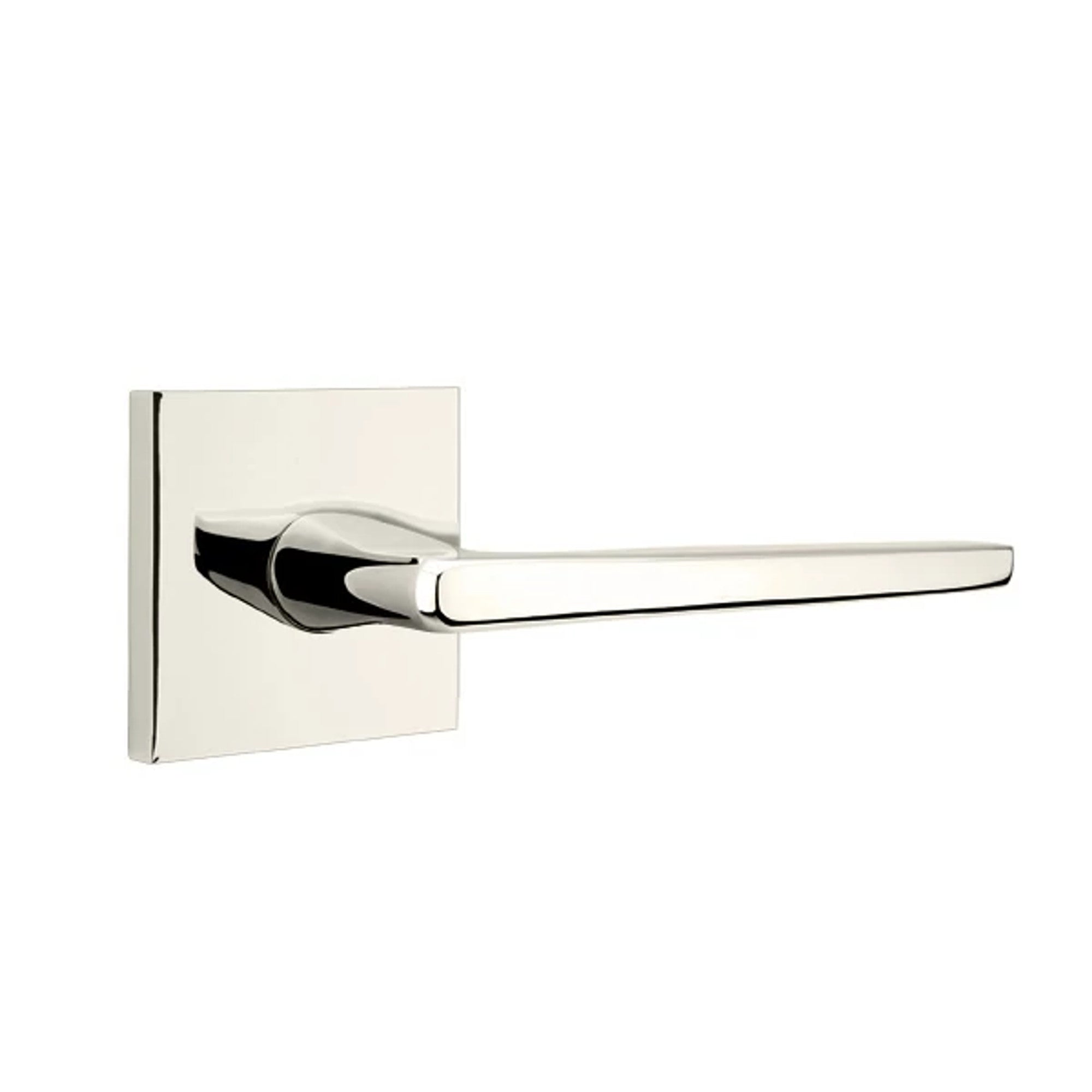 Emtek Hermes Lever with Square Rosette in Polished Nickel