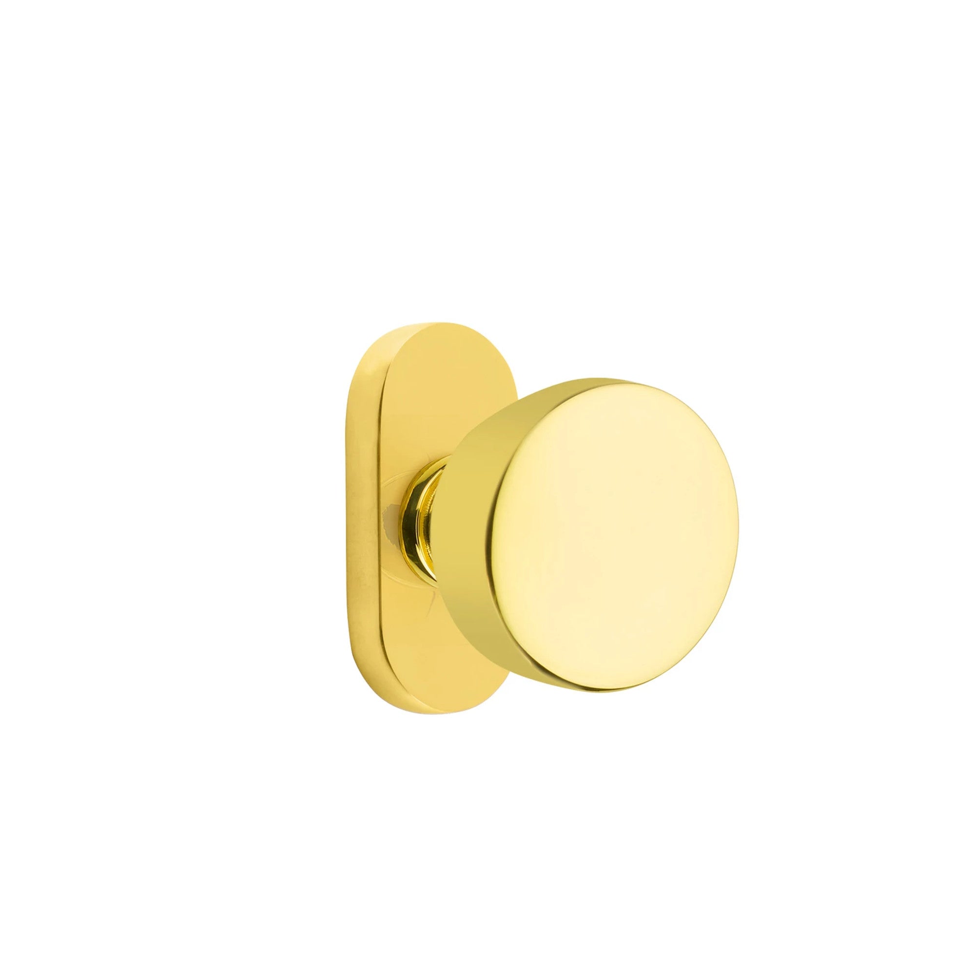 Emtek Laurent Knob with Oval Stretto 1-1/2" x 3" in Unlacquered Brass