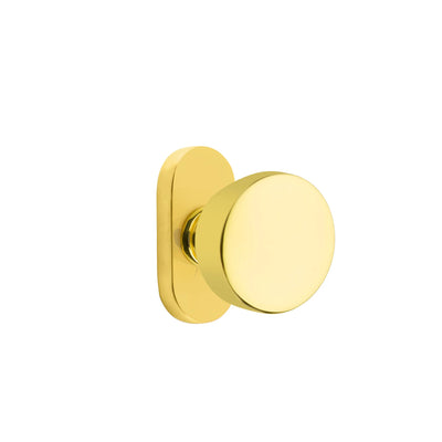 Emtek Laurent Knob with Oval Stretto 1-1/2" x 3" in Unlacquered Brass