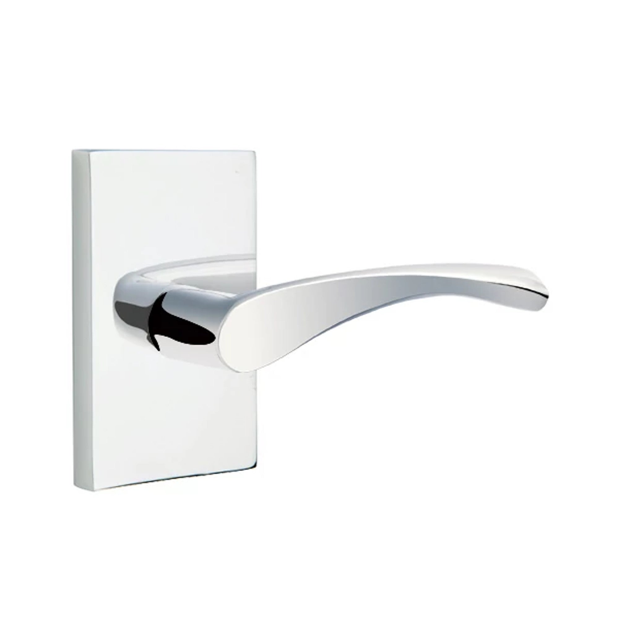 Emtek Triton Lever with Modern Rectangular Rosette in Polished Chrome
