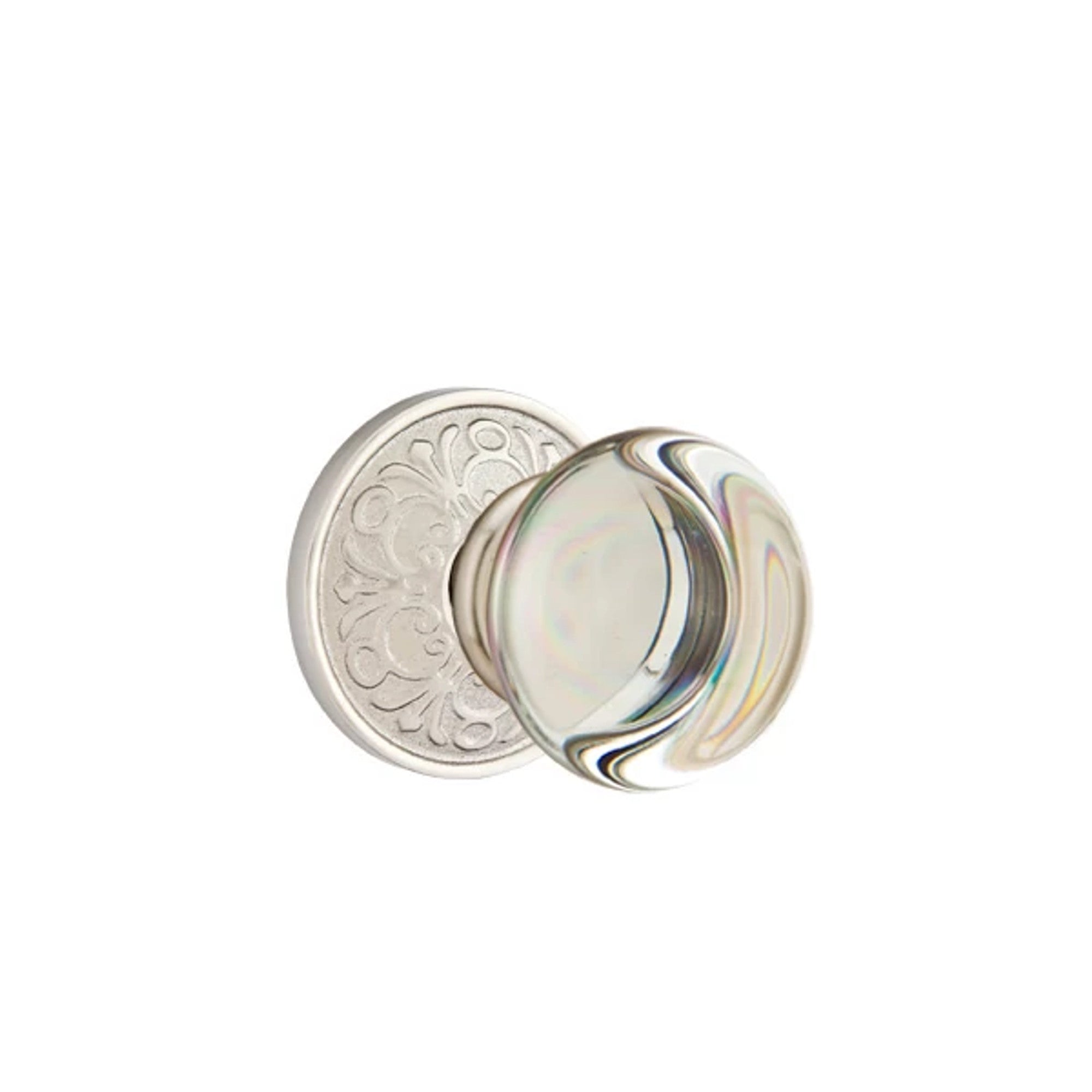 Emtek Providence Glass Knob with Lancaster Rosette in Satin Nickel