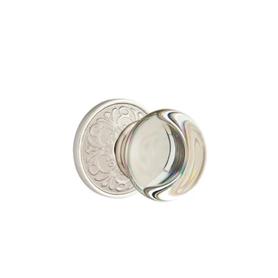 Emtek Providence Glass Knob with Lancaster Rosette in Satin Nickel