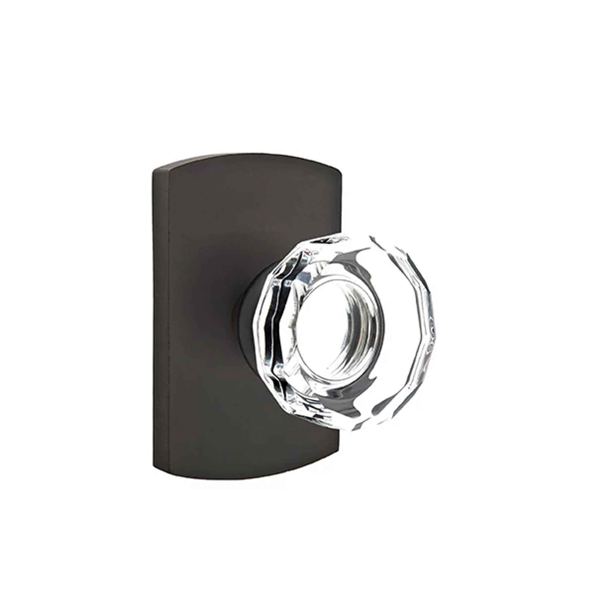 Emtek Lowell Knob with #4 Rosette in Flat Black Bronze