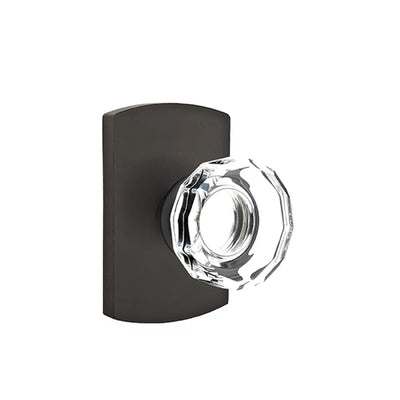 Emtek Lowell Knob with #4 Rosette in Flat Black Bronze