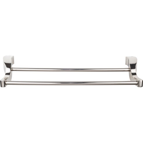 Top Knobs Aqua Bath Double Towel Bar 18" in Polished Nickel