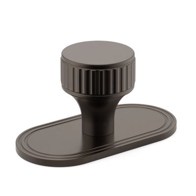 Armac Martin Barwick Ridged Cabinet Knob with Backplate in 25mm / Dark Bronze