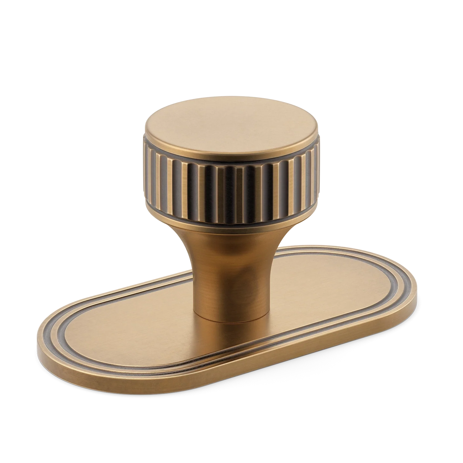 Armac Martin Barwick Ridged Cabinet Knob with Backplate in 25mm / Fine English Antique