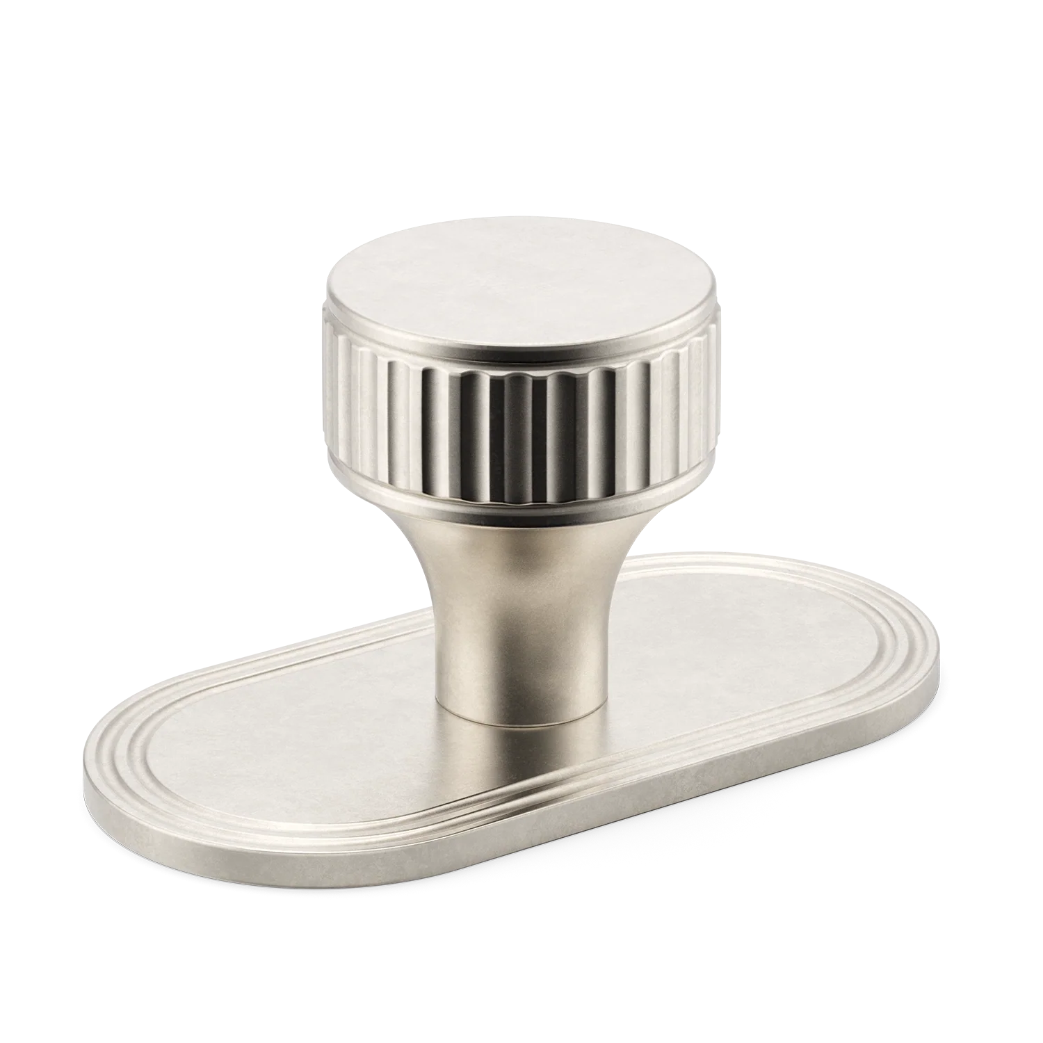 Armac Martin Barwick Ridged Cabinet Knob with Backplate in 25mm / Barrelled Nickel Plate