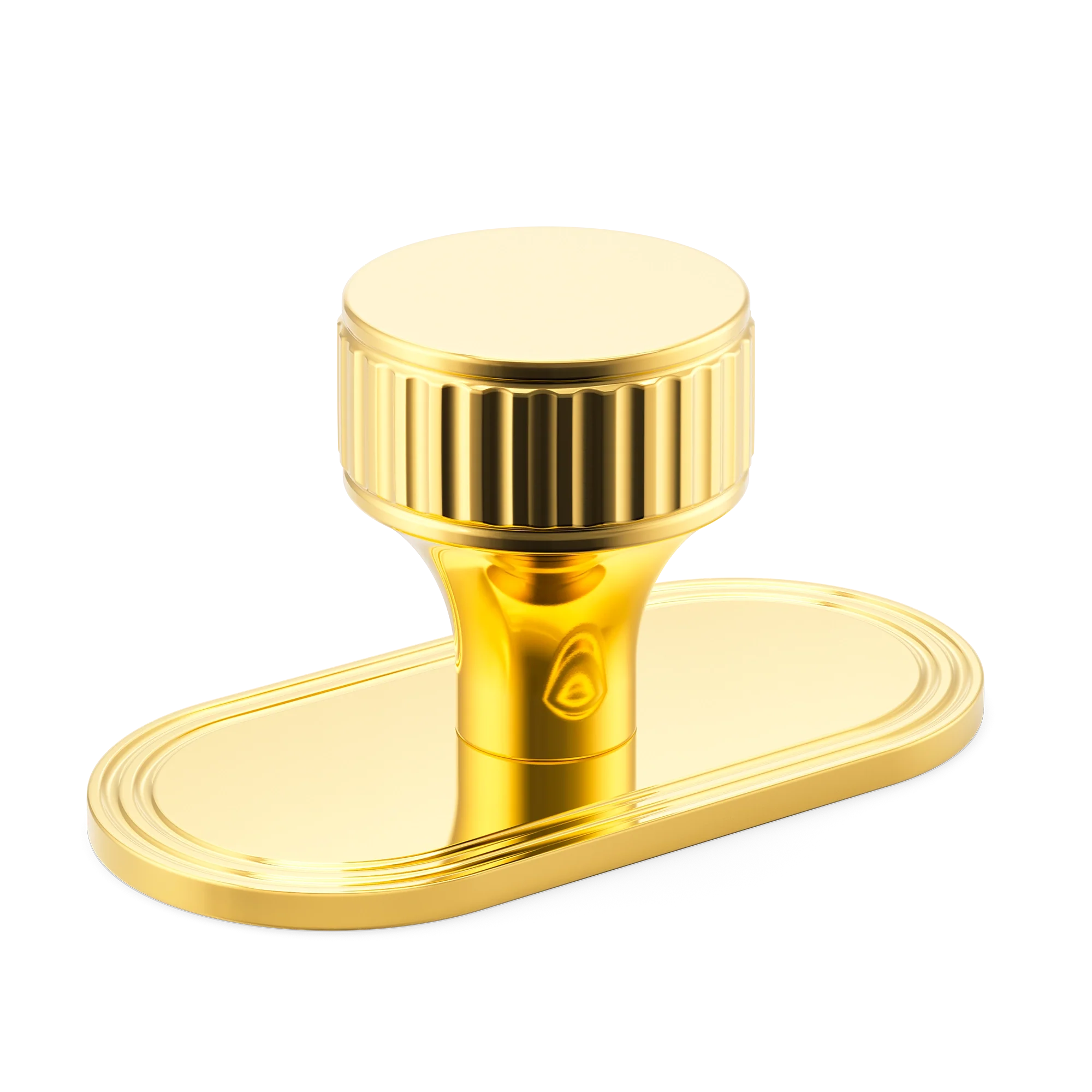 Armac Martin Barwick Ridged Cabinet Knob with Backplate in 25mm / Polished Brass Lacquered