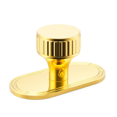Armac Martin Barwick Ridged Cabinet Knob with Backplate in 25mm / Polished Brass Lacquered