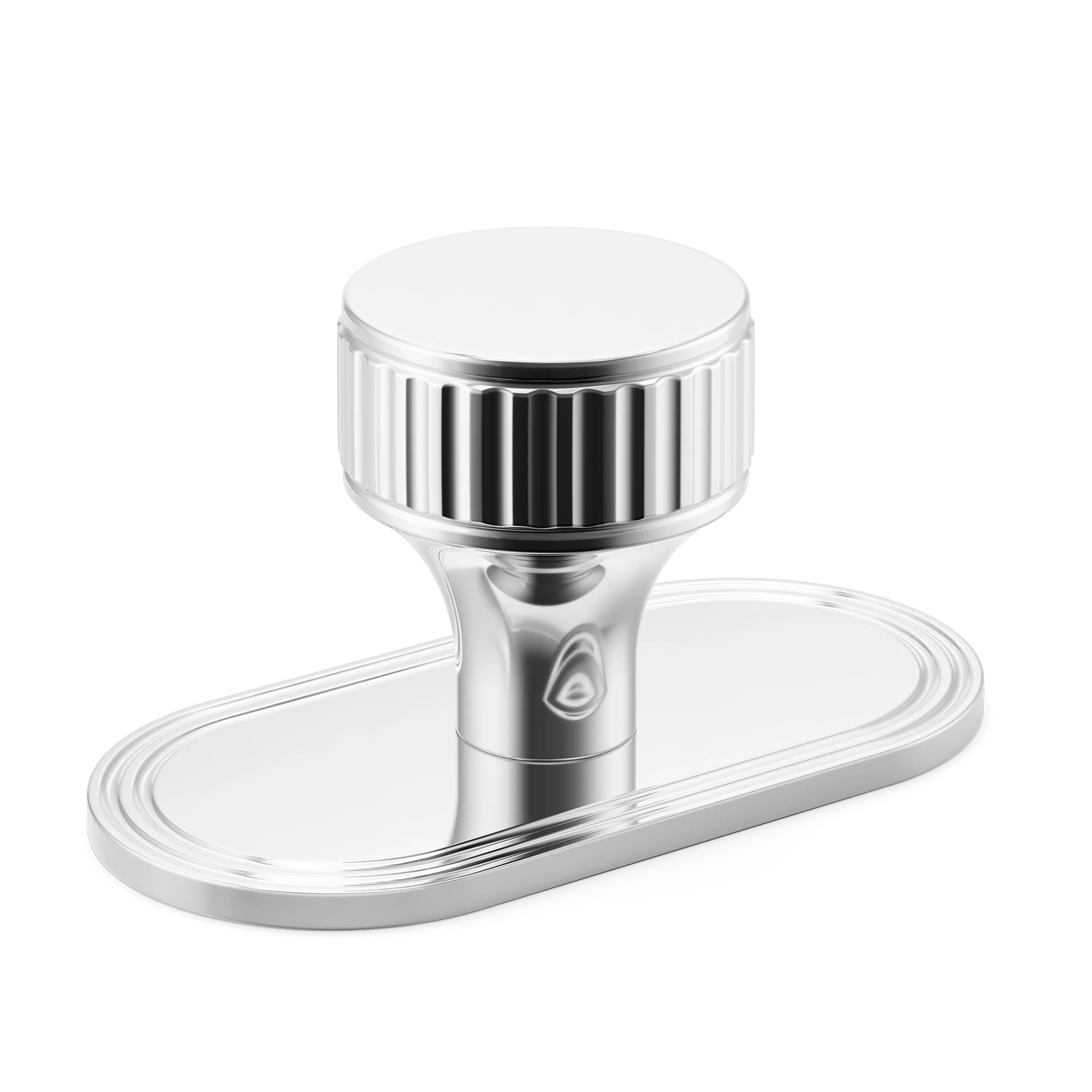Armac Martin Barwick Ridged Cabinet Knob with Backplate in 25mm / Polished Chrome Plate