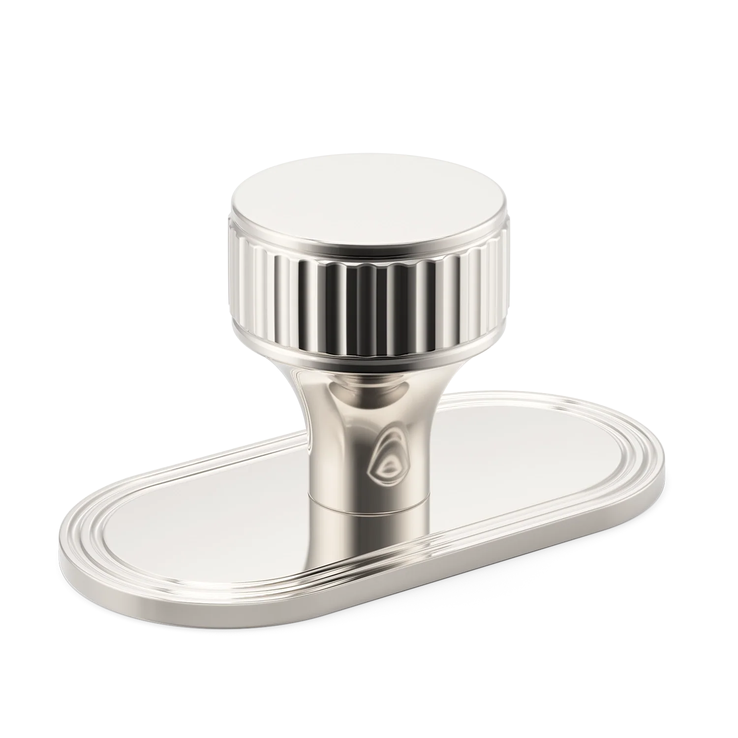 Armac Martin Barwick Ridged Cabinet Knob with Backplate in 25mm / Polished Nickel Plate