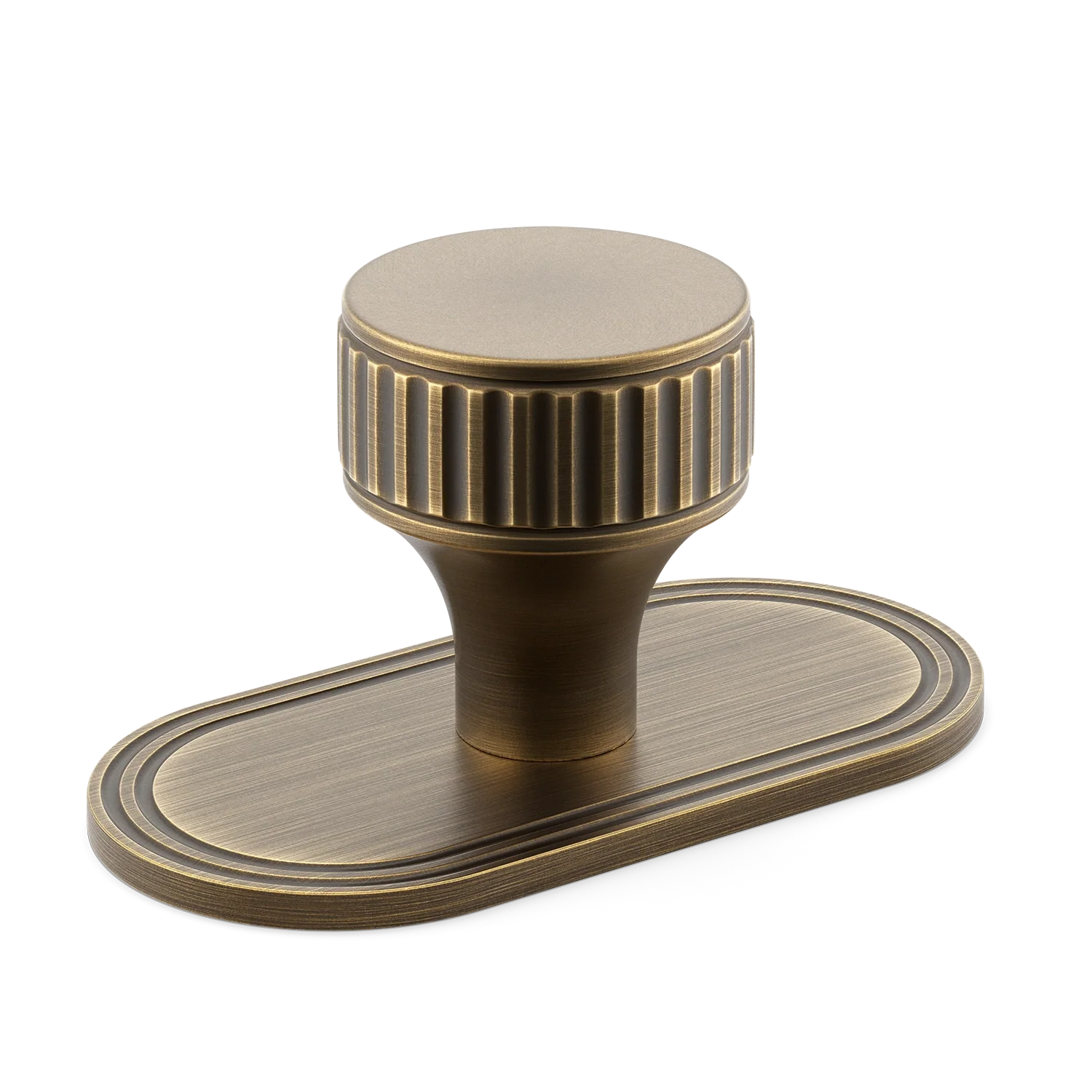 Armac Martin Barwick Ridged Cabinet Knob with Backplate in 25mm / Satin Antique Satin Lacquered