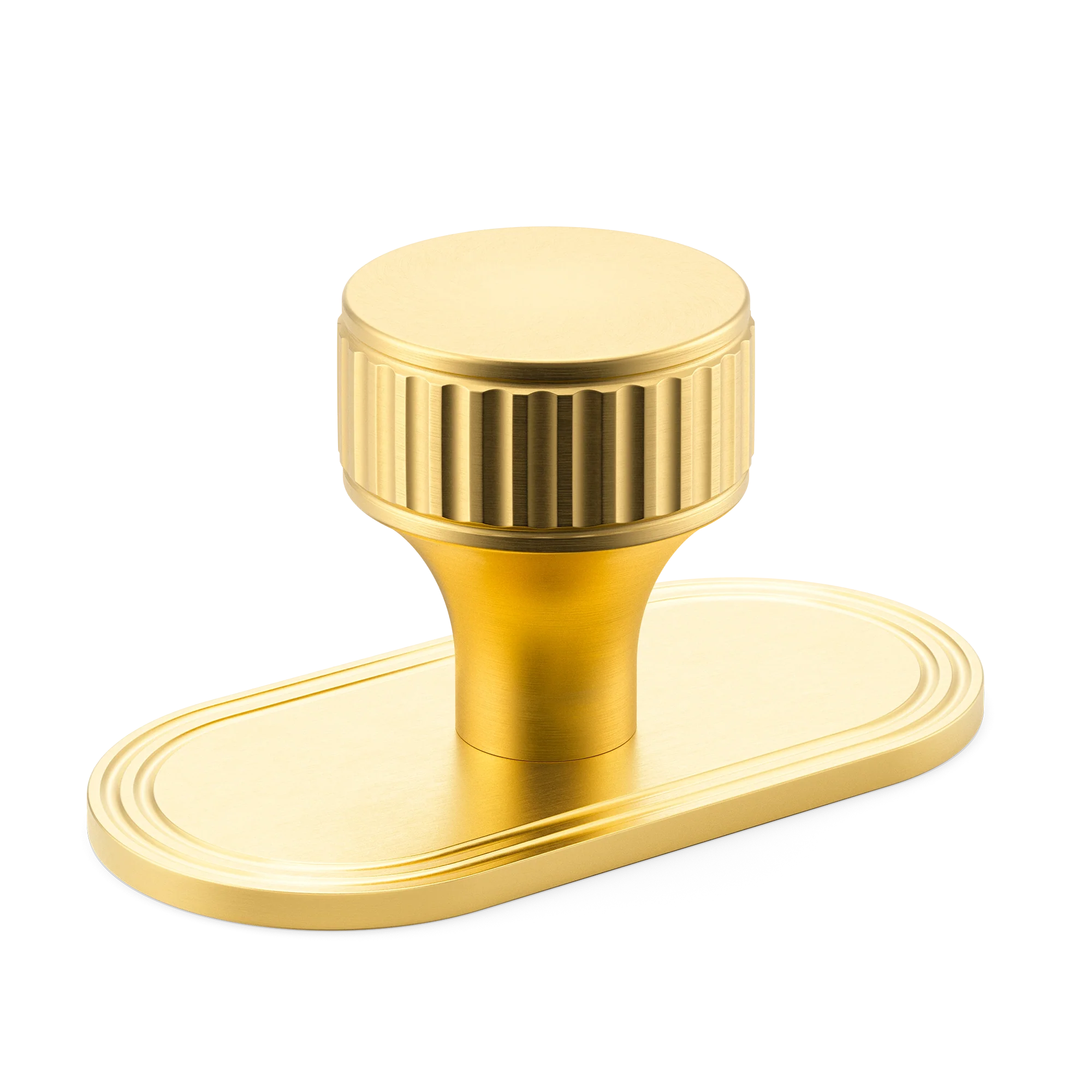Armac Martin Barwick Ridged Cabinet Knob with Backplate in 25mm / Satin Brass Lacquered