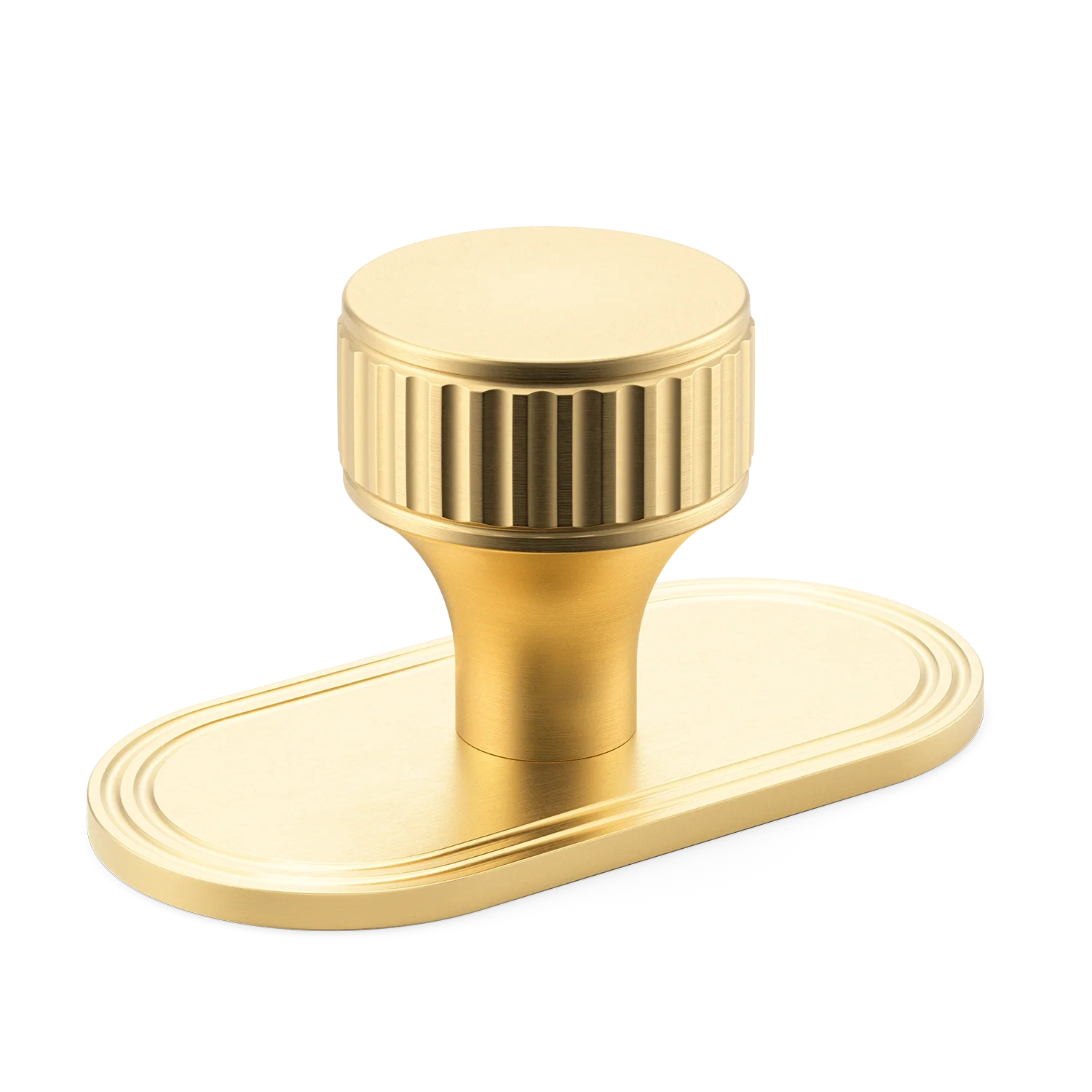 Armac Martin Barwick Ridged Cabinet Knob with Backplate in 25mm / Satin Brass Unlacquered