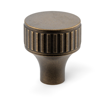 Armac Martin Barwick Ridged Cabinet Knob in 25mm / Dark Aged Brass