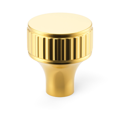 Armac Martin Barwick Ridged Cabinet Knob in 25mm / Polished Brass Lacquered