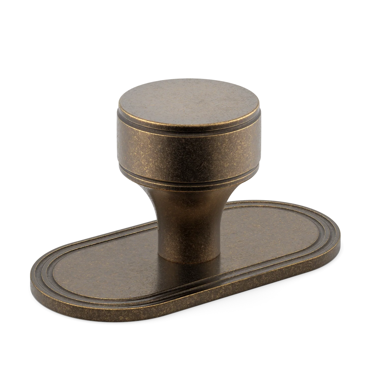 Armac Martin Barwick Plain Cabinet Knob with Backplate in 25mm / Dark Aged Brass