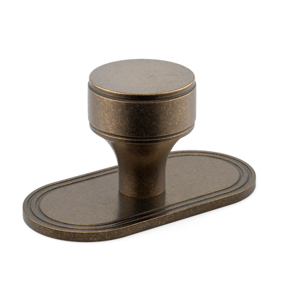 Armac Martin Barwick Plain Cabinet Knob with Backplate in 25mm / Dark Aged Brass