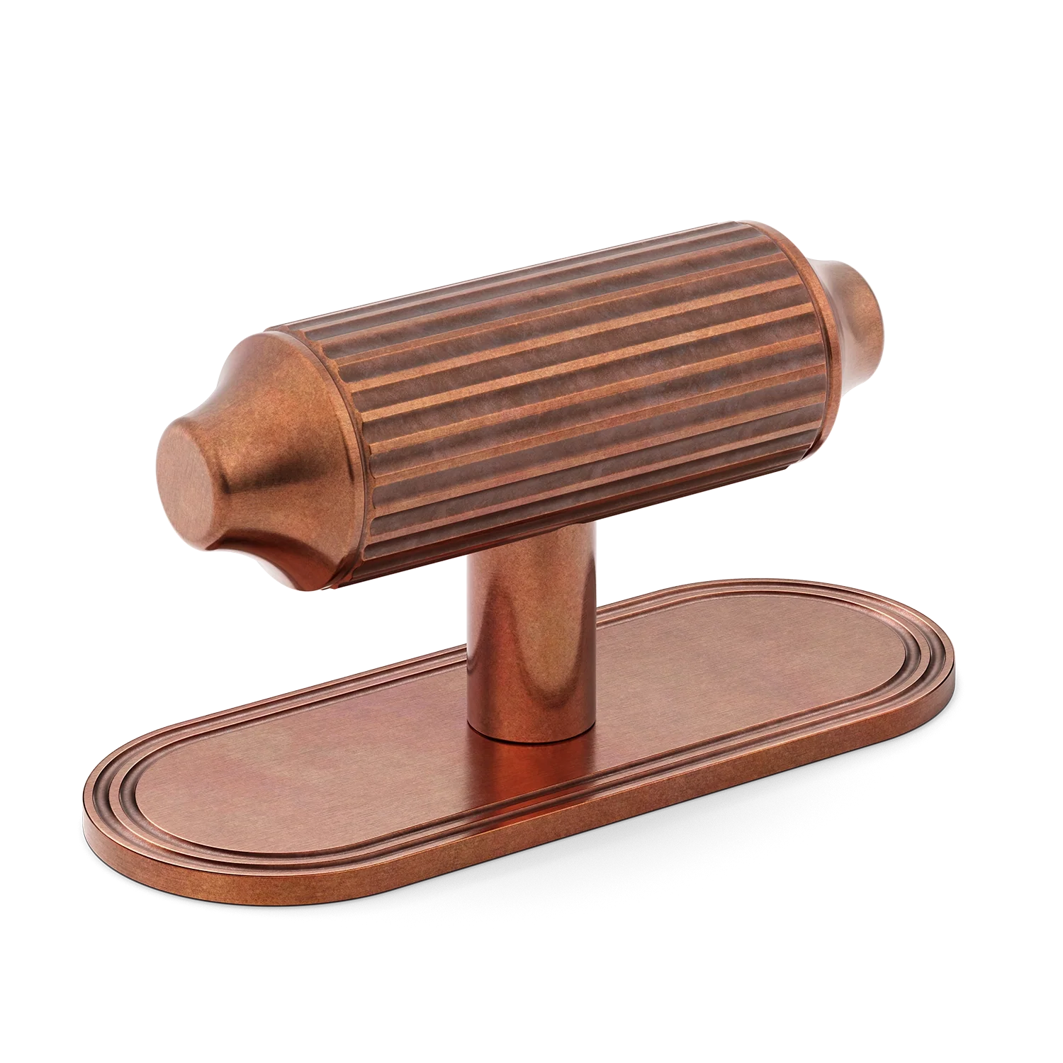 Armac Martin Barwick Ridged T-bar Handle with Backplate in 79mm / Aged Copper