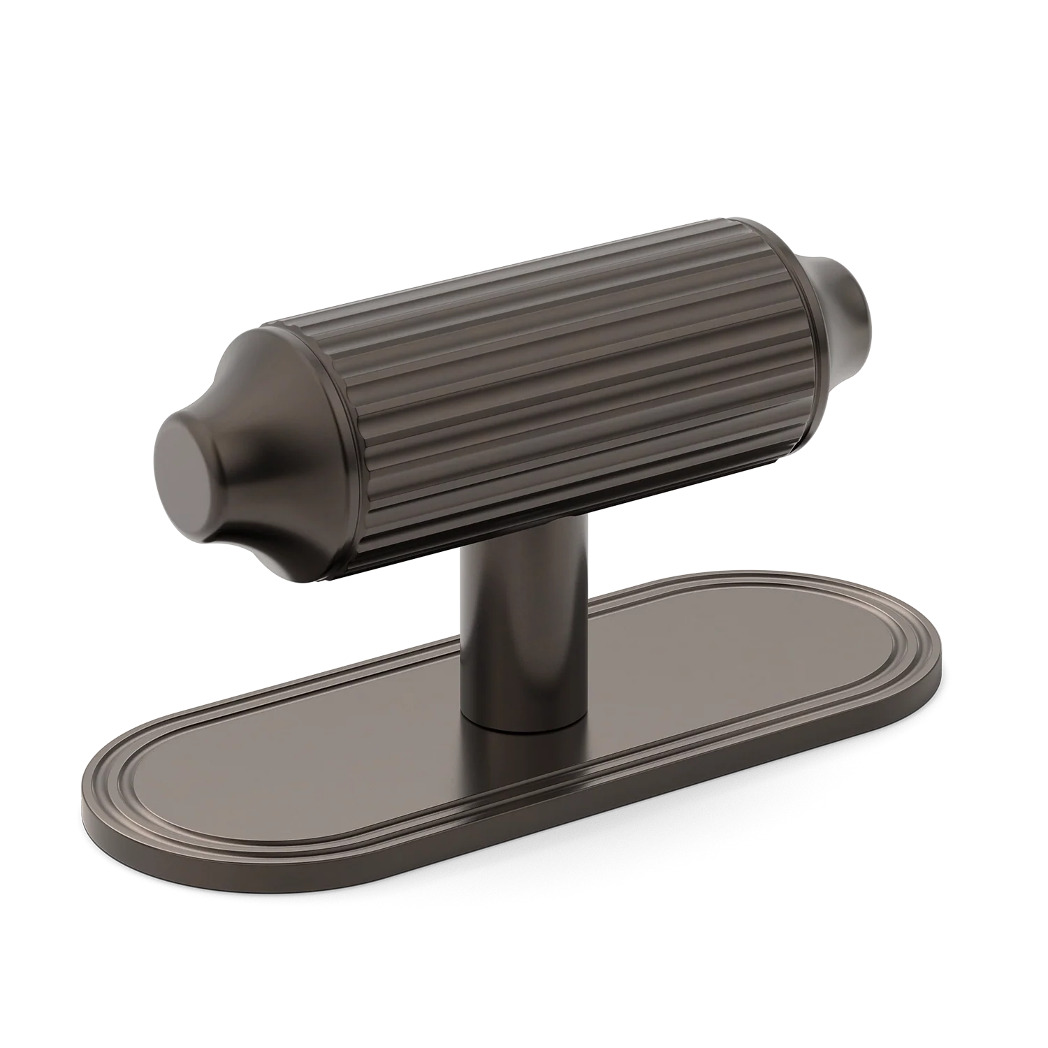 Armac Martin Barwick Ridged T-bar Handle with Backplate in 79mm / Dark Bronze