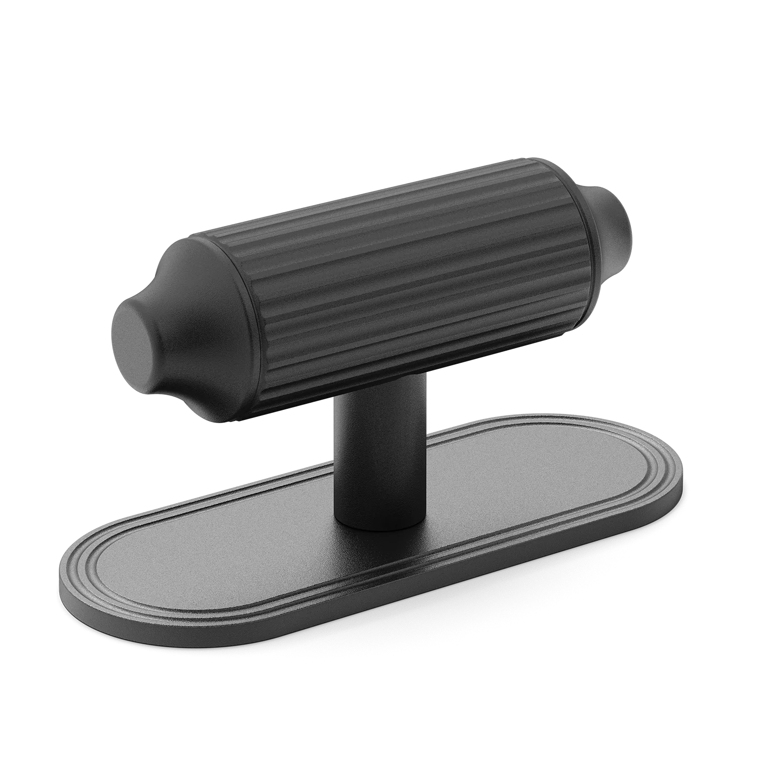 Armac Martin Barwick Ridged T-bar Handle with Backplate in 79mm / Matt Black Lacquered