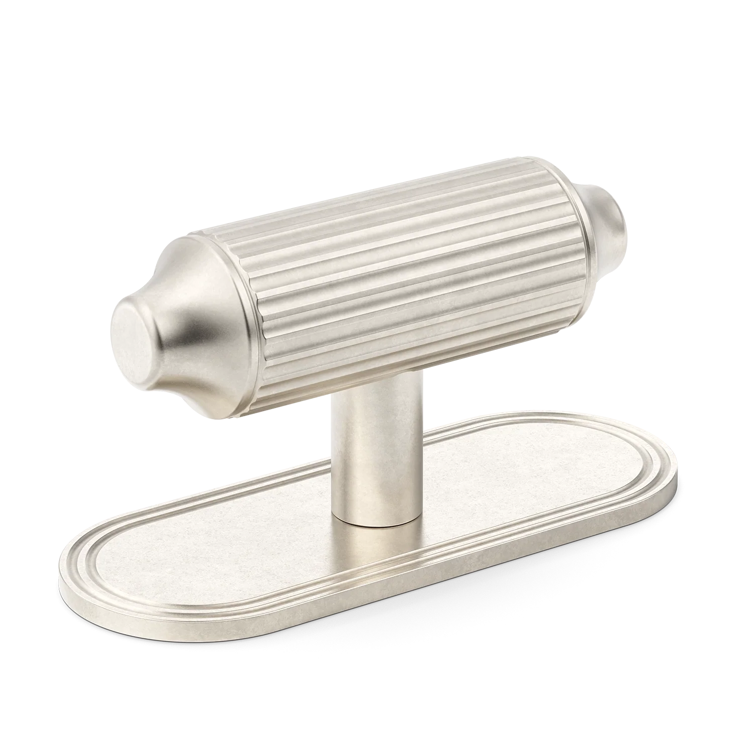 Armac Martin Barwick Ridged T-bar Handle with Backplate in 79mm / Barrelled Nickel Plate