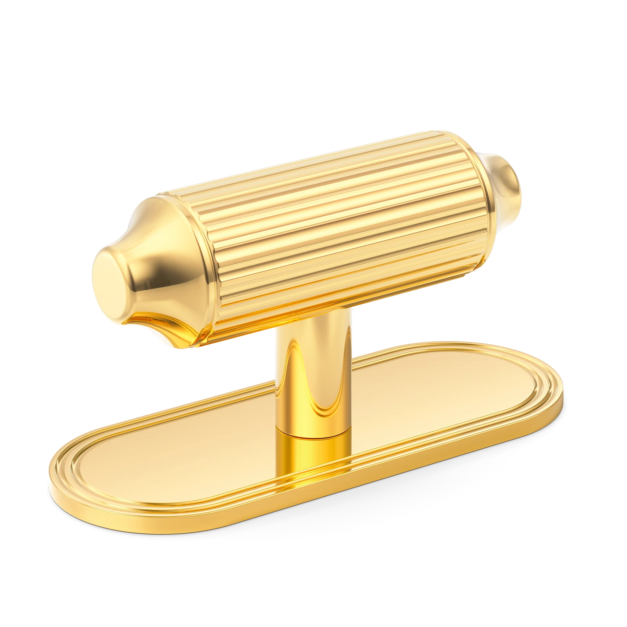 Armac Martin Barwick Ridged T-bar Handle with Backplate in 79mm / Polished Brass Lacquered