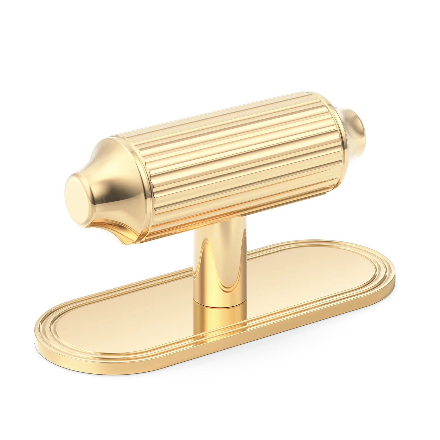 Armac Martin Barwick Ridged T-bar Handle with Backplate in 79mm / Polished Brass Unlacquered
