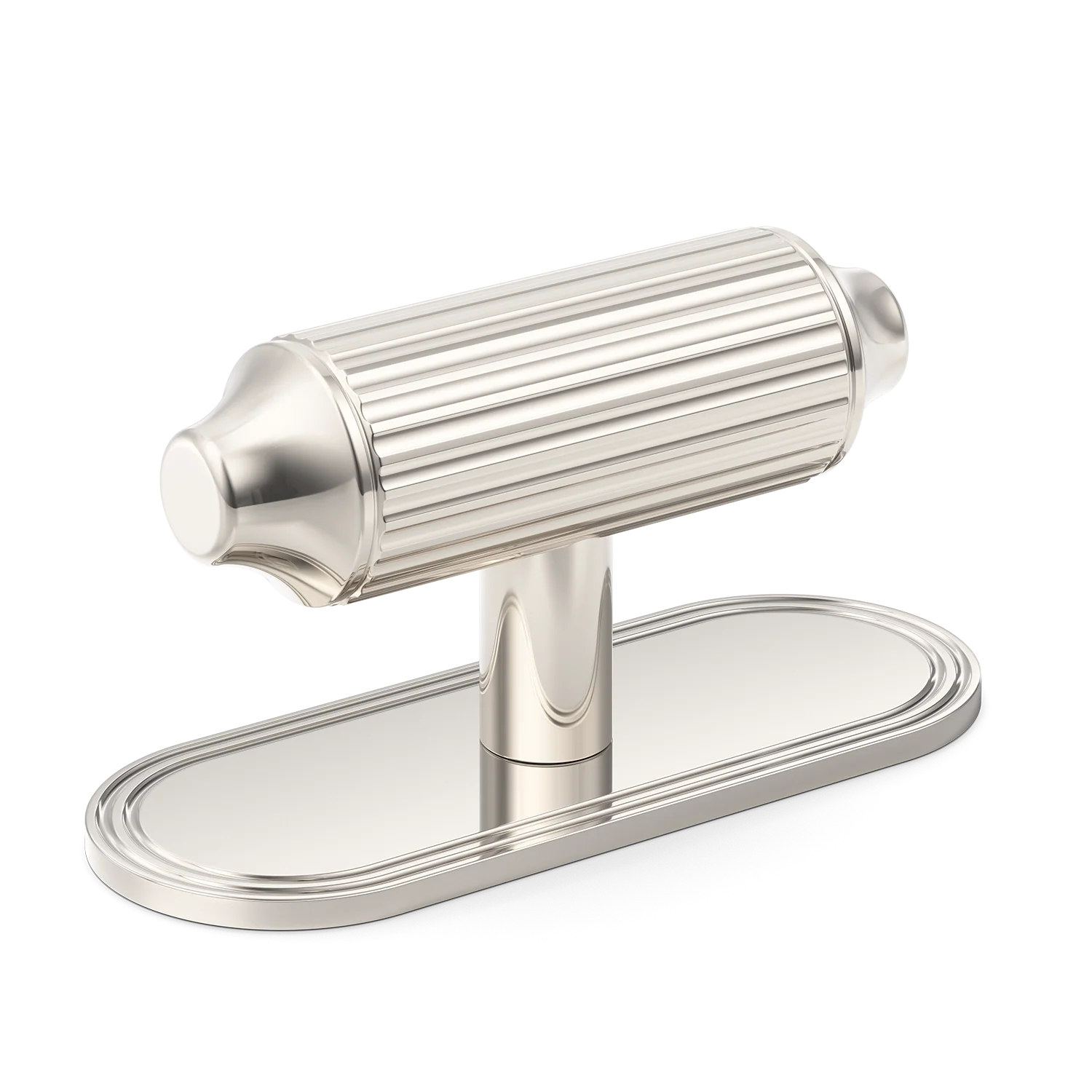 Armac Martin Barwick Ridged T-bar Handle with Backplate in 79mm / Polished Nickel Plate