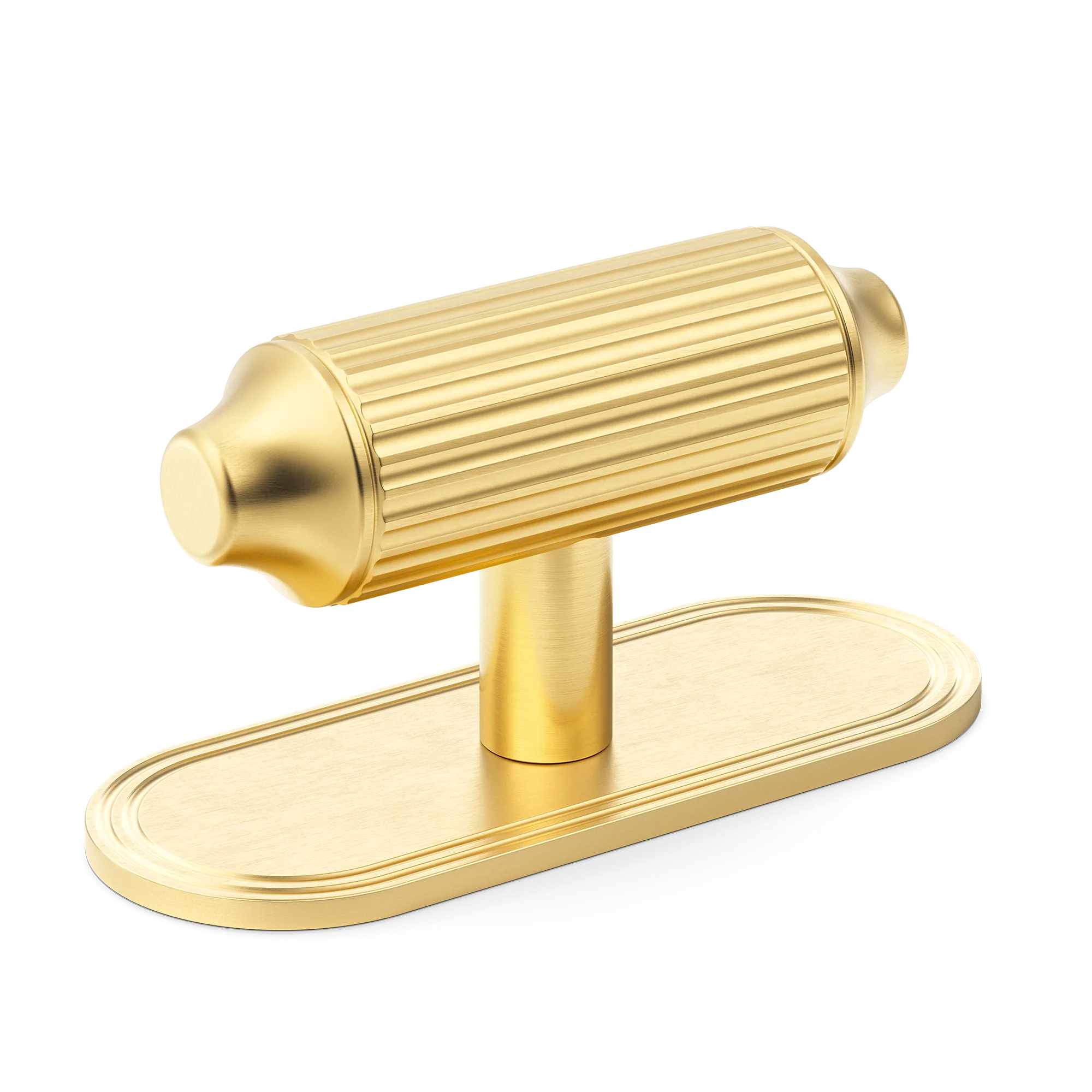 Armac Martin Barwick Ridged T-bar Handle with Backplate in 79mm / Satin Brass Lacquered