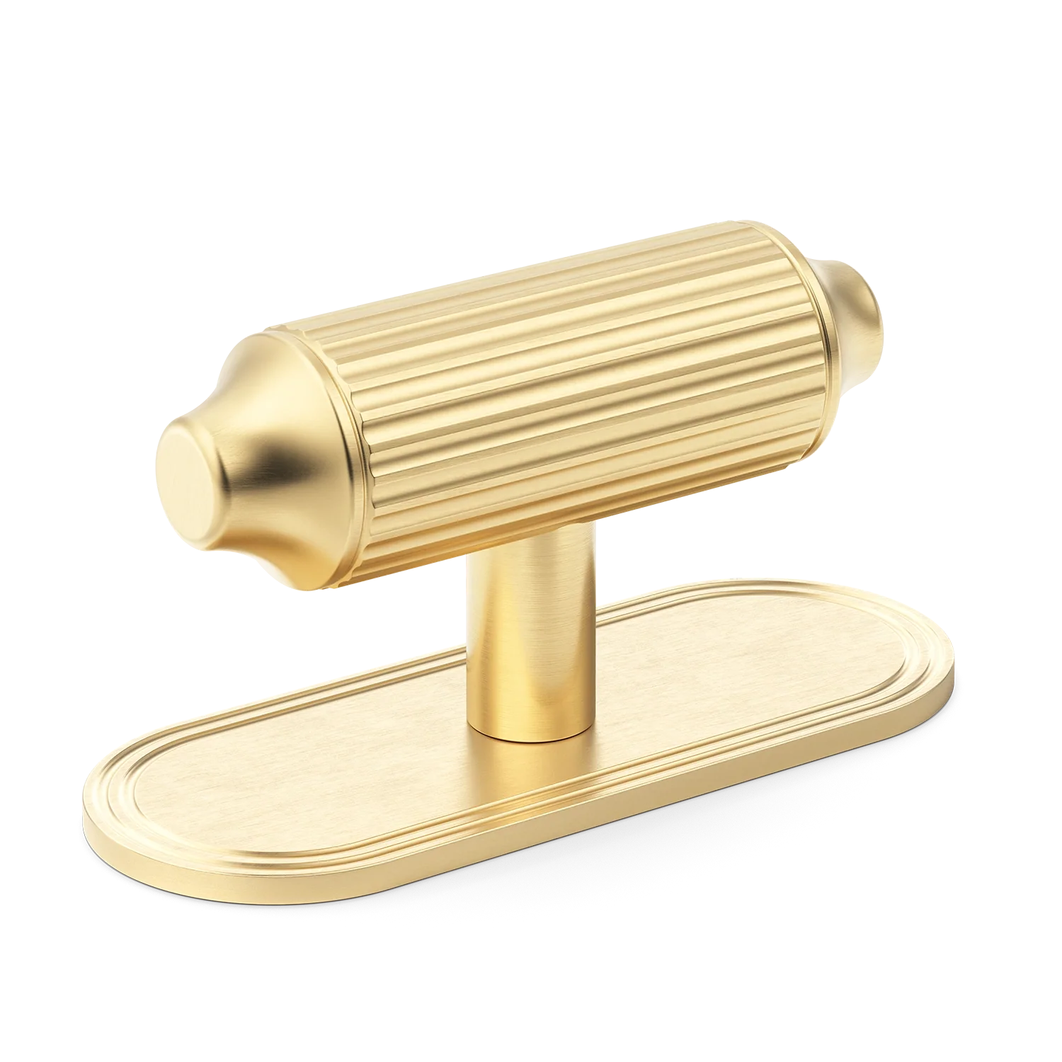 Armac Martin Barwick Ridged T-bar Handle with Backplate in 79mm / Satin Brass Unlacquered