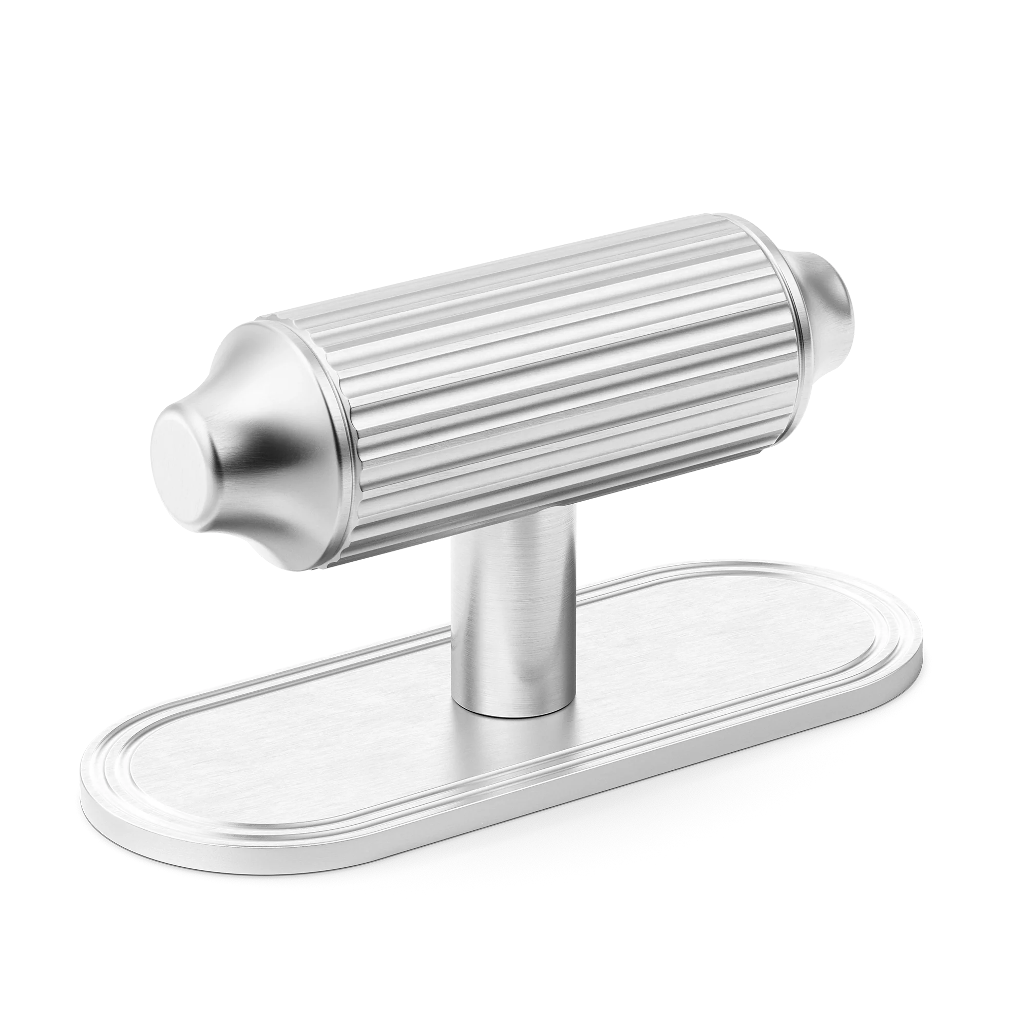 Armac Martin Barwick Ridged T-bar Handle with Backplate in 79mm / Satin Chrome Plate