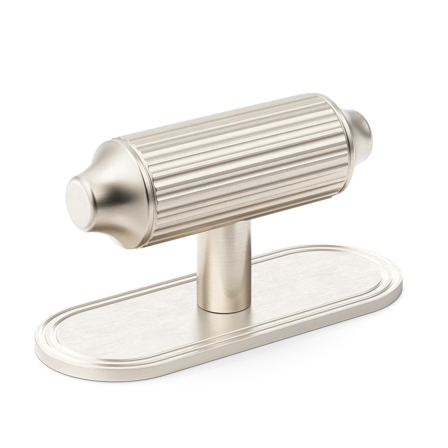 Armac Martin Barwick Ridged T-bar Handle with Backplate in 79mm / Satin Nickel Plate
