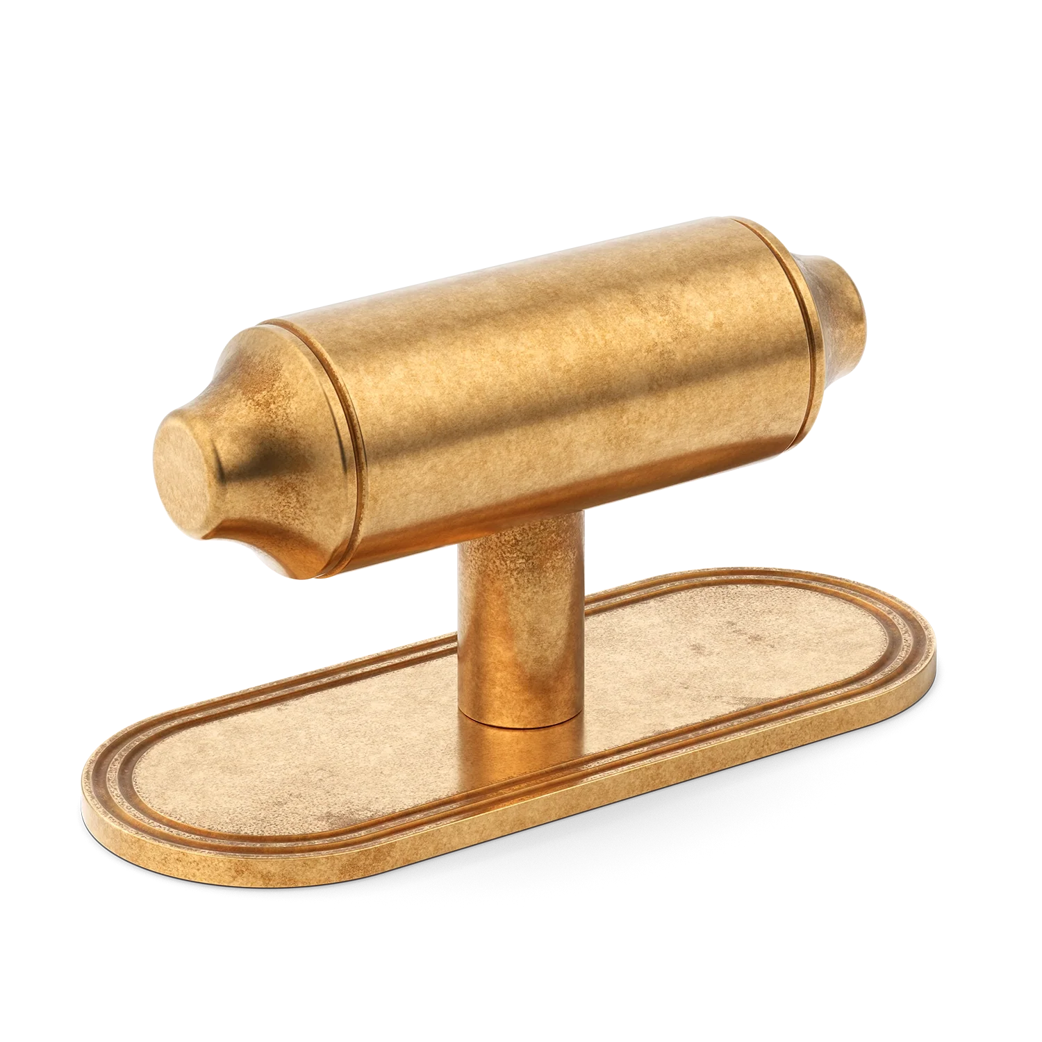 Armac Martin Barwick Plain T-bar Handle with Backplate Plain in 79mm / Burnished Brass