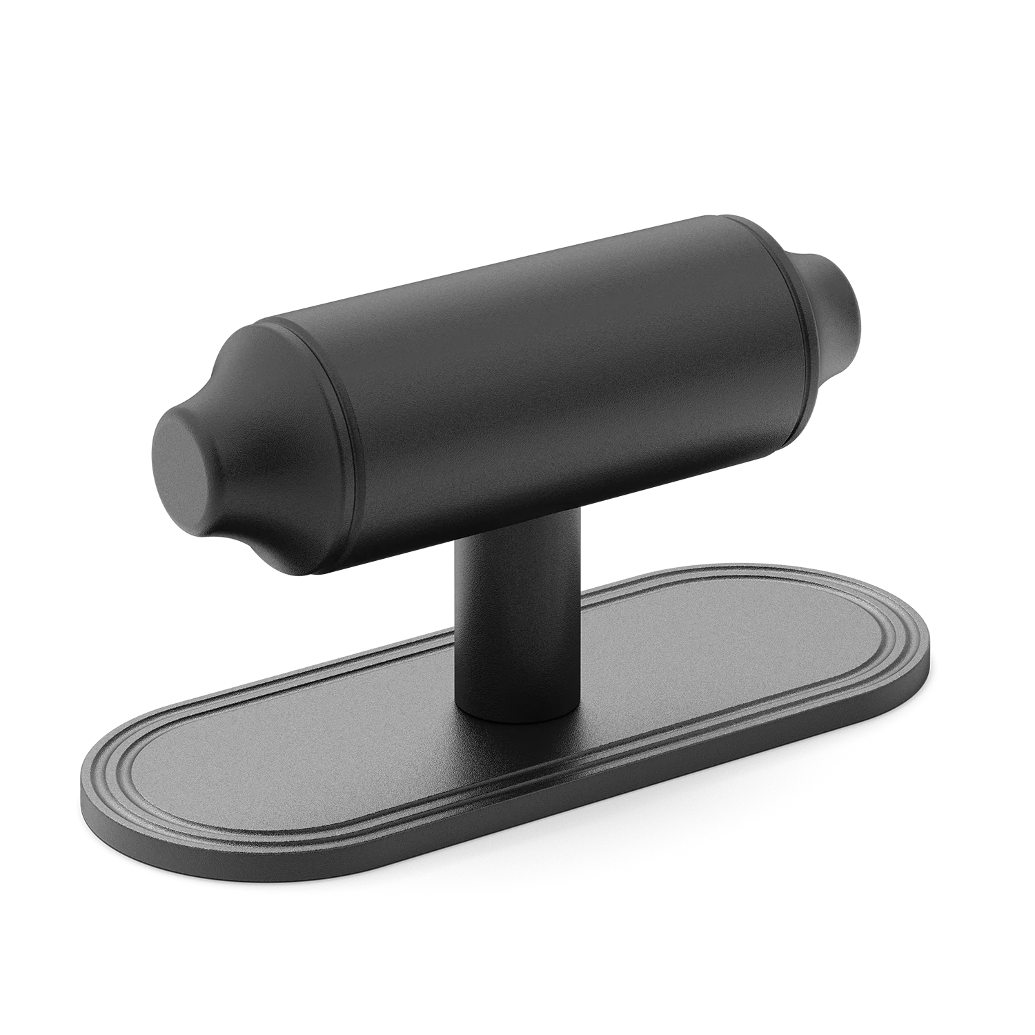 Armac Martin Barwick Plain T-bar Handle with Backplate Plain in 79mm / Matt Black Lacquered