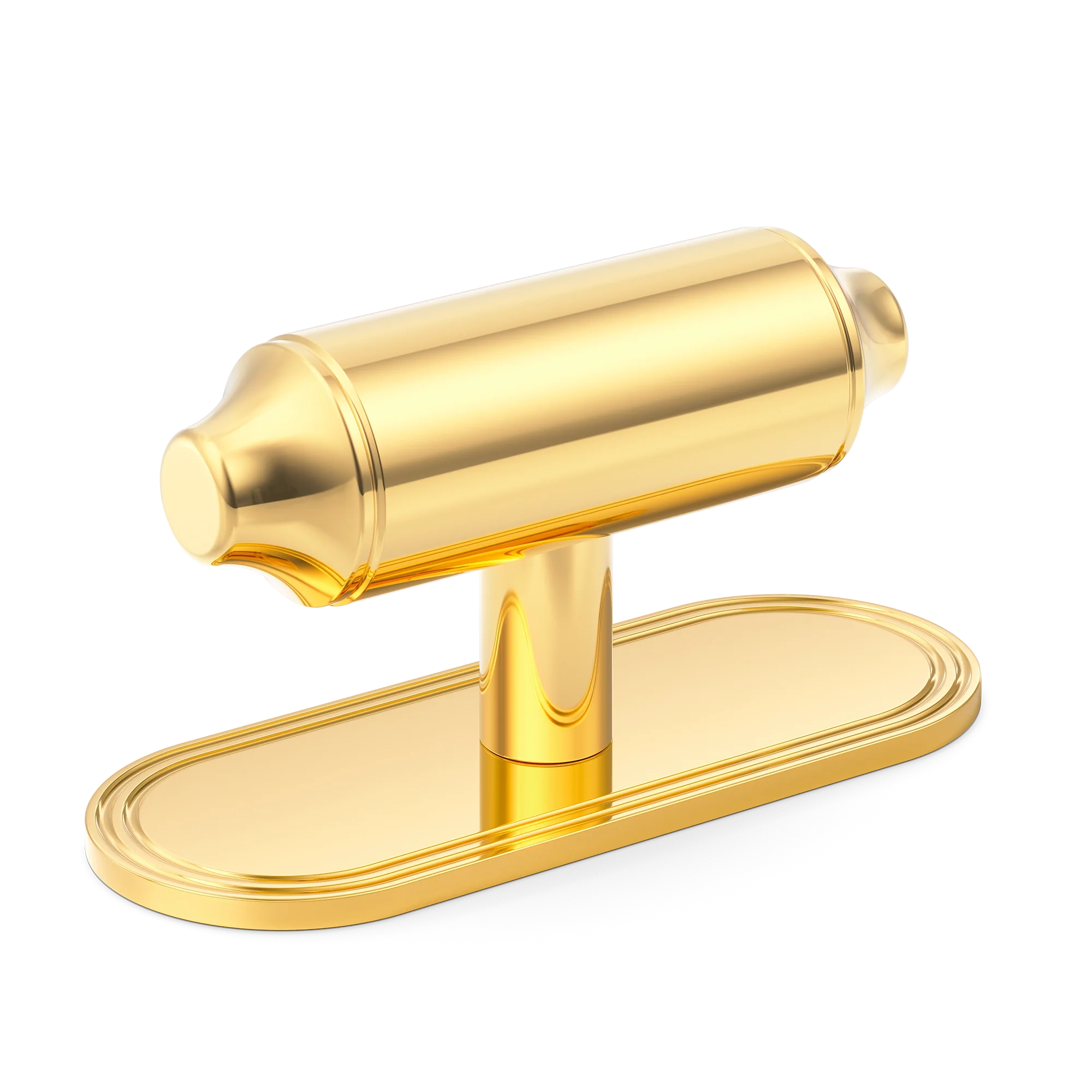 Armac Martin Barwick Plain T-bar Handle with Backplate Plain in 79mm / Polished Brass Lacquered