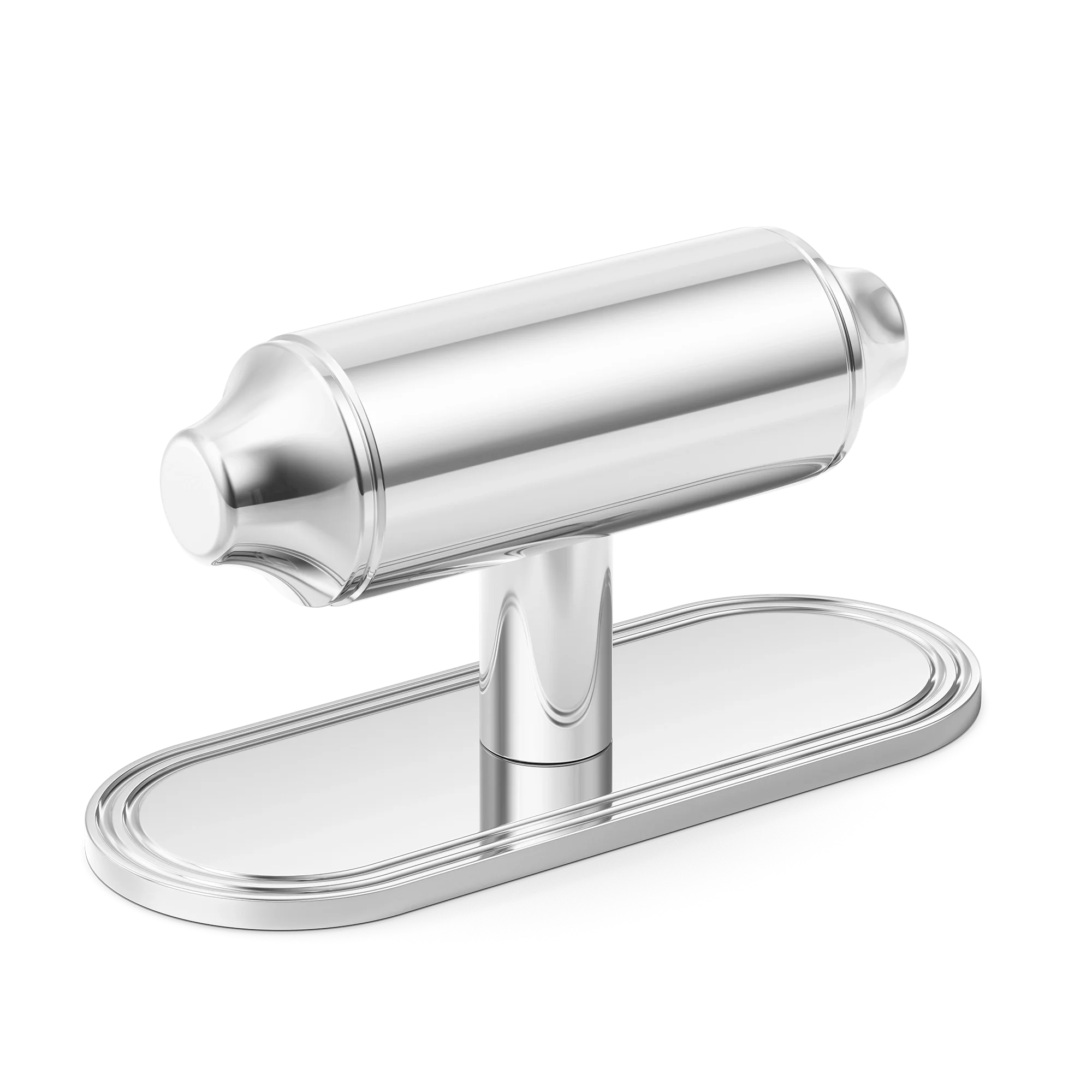 Armac Martin Barwick Plain T-bar Handle with Backplate Plain in 79mm / Polished Chrome Plate