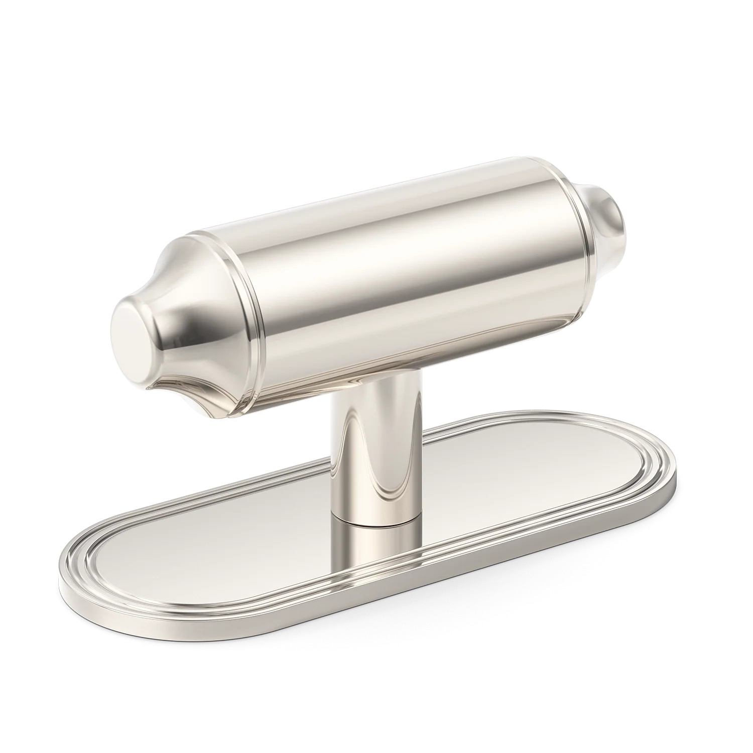 Armac Martin Barwick Plain T-bar Handle with Backplate Plain in 79mm / Polished Nickel Plate