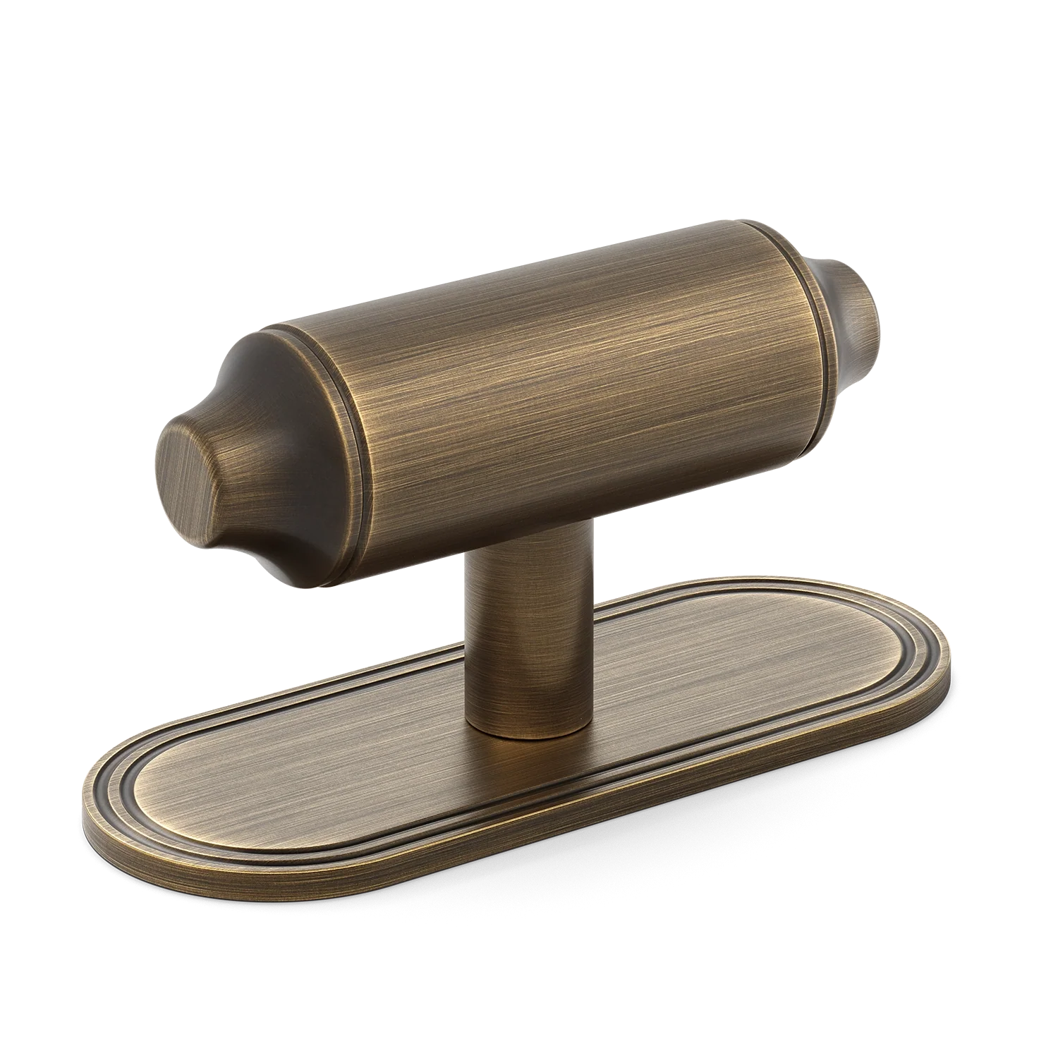 Armac Martin Barwick Plain T-bar Handle with Backplate Plain in 79mm / Satin Antique Satin Lacquered