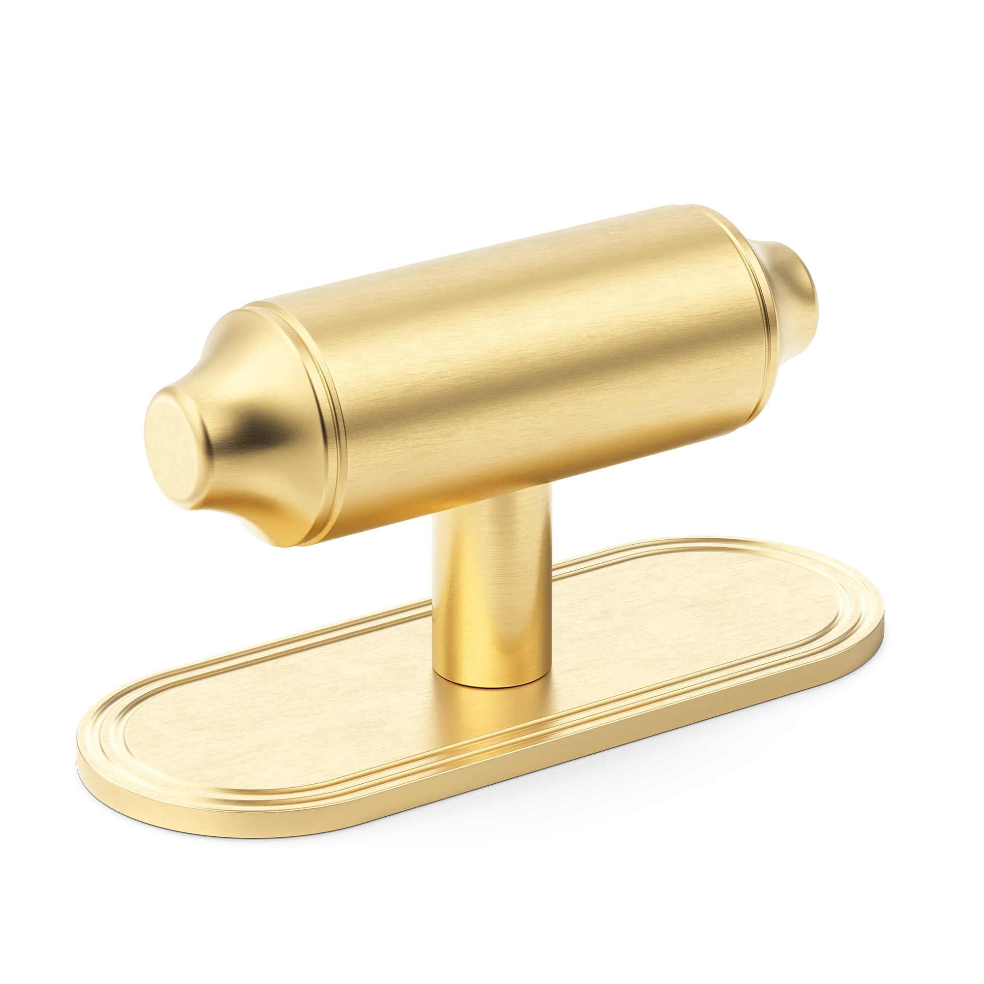 Armac Martin Barwick Plain T-bar Handle with Backplate Plain in 79mm / Satin Brass Satin Lacquered
